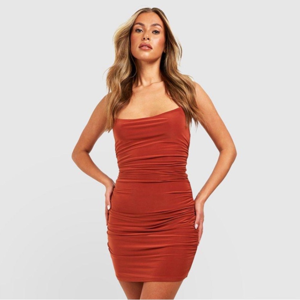 SALTY Slinky Mini Dress in Rust